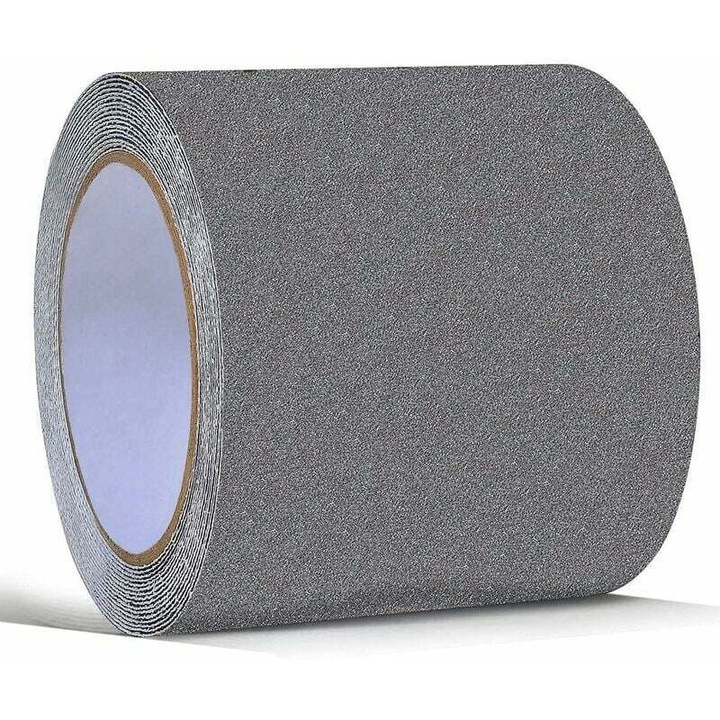 Banda antiderapanta gri, 10cm x 5m, rezistenta la abraziune
