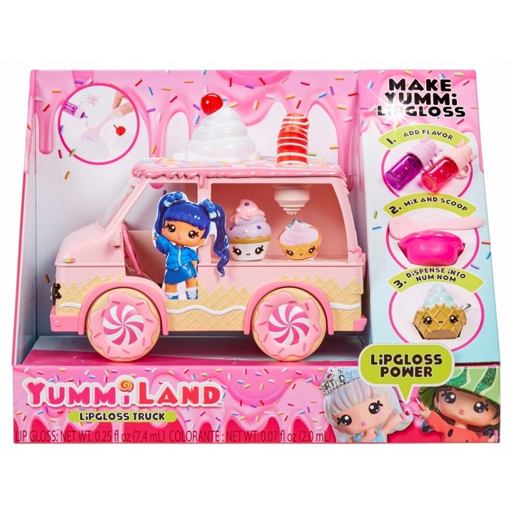 Yummiland Lipgloss Truck bababusz, rózsaszín, 26x15x21cm, rúzs hozzávalókkal