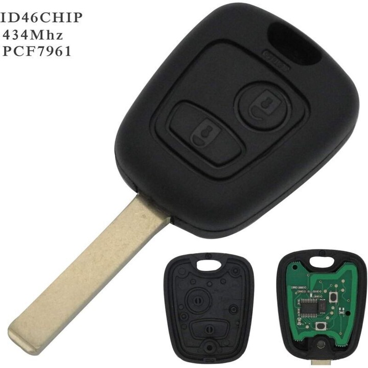 Cheie completa cu electronica programabila pentru Peugeot si Citroen, carcasa telecomanda, 6x3x1cm, set 1 produs