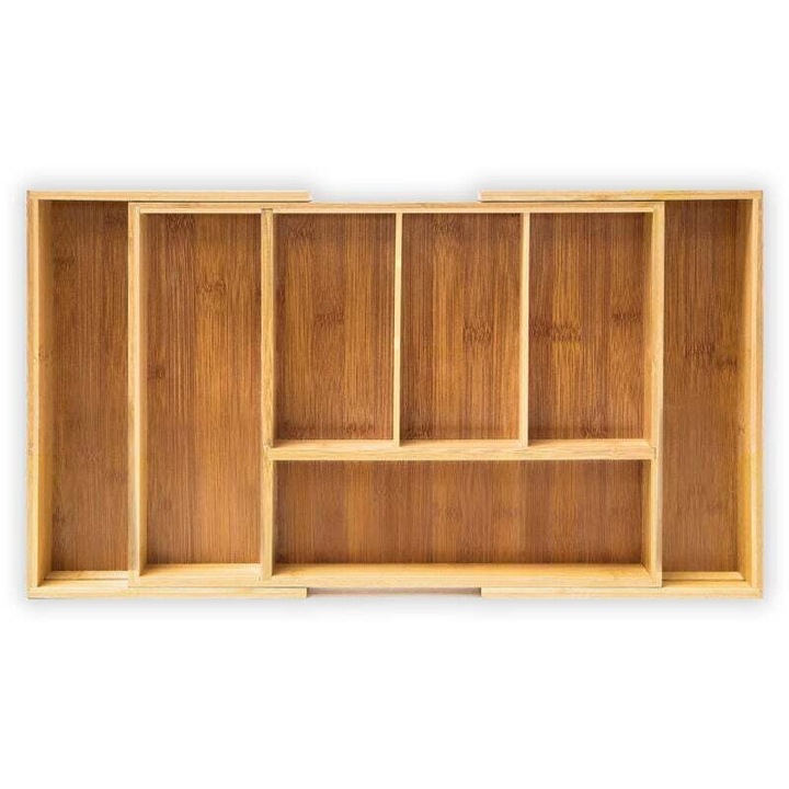 Bambusz evőeszköztartó, 5-7 rekeszes, natúr, 5x48,5x28cm