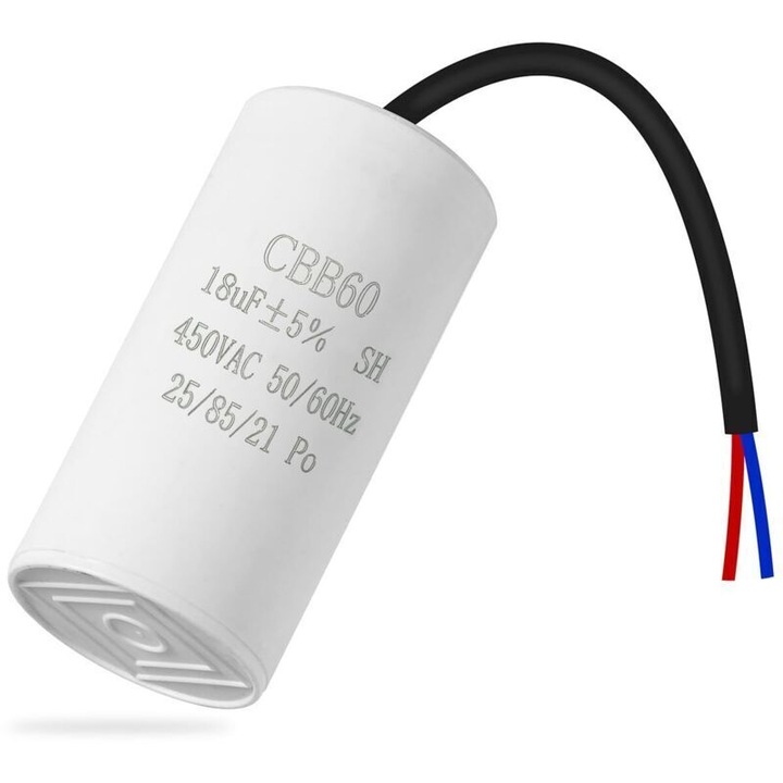 Capacitor CBB60 450V 18uF pentru motoare, set de 2 bucati