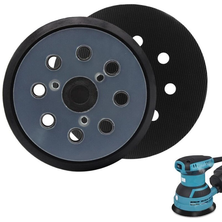 Pad de slefuire cu Velcro, 125mm, set de 2 bucati, 8 gauri, pentru Makita