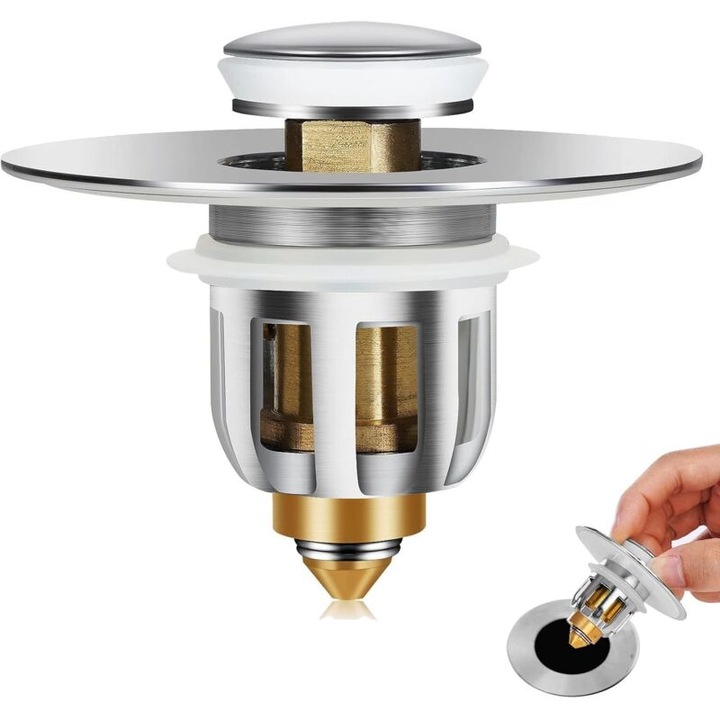 Изскачащ дренаж за мивка, с филтър против запушване, размери 26-42 мм, аксесоари за мивки