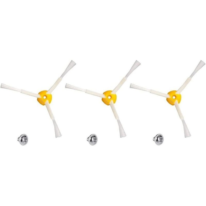 Kit de perii laterale de schimb pentru aspiratoare Roomba 500, 600, 700, 3 perii, 3 suruburi, nylon, PP, TPE