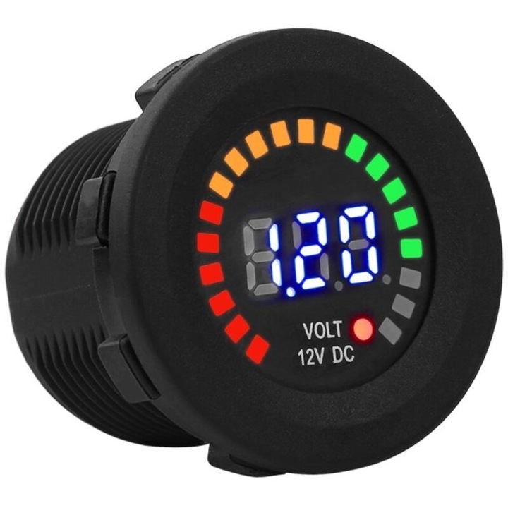 Tester voltaj LED, 12V, display digital, sistem de prindere, negru, 4.1x3.7cm