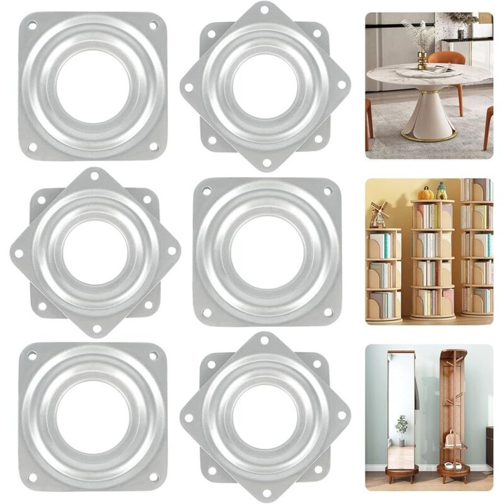 Suport rotativ metalic, 6 piese, 72x72mm, capacitate 30kg, pentru statii de lucru si rafturi rotative