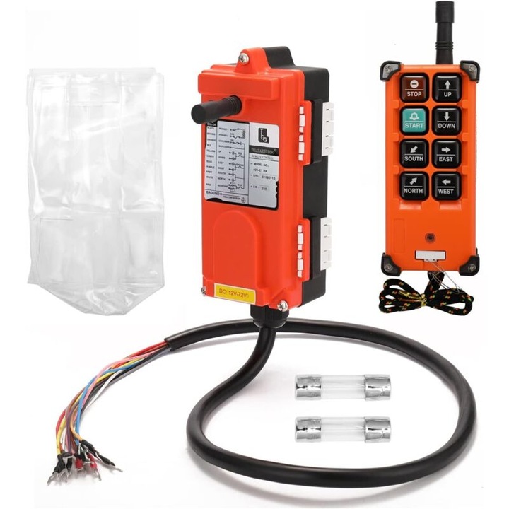 Intrerupator industrial fara fir F21-E1B, 8 functii, IP65, 165x75x46mm, DC12-72V, set transmisor si receptor