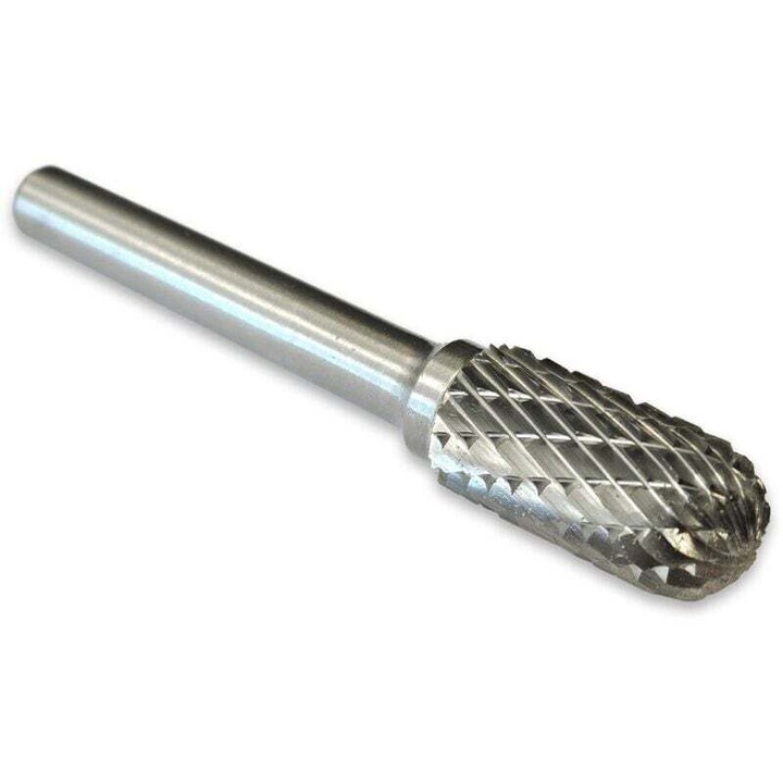 Freza rotativa cilindrica cu doua caneluri, 10 mm x 20 mm, tungsten carbide, pentru frezare metal, 60 mm lungime