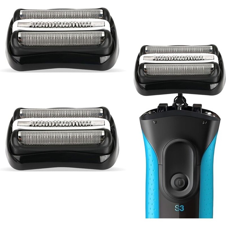 Резервни глави за електрически самобръсначки, 2 броя, съвместими с Braun Series 3, неръждаема стомана, S3 32B