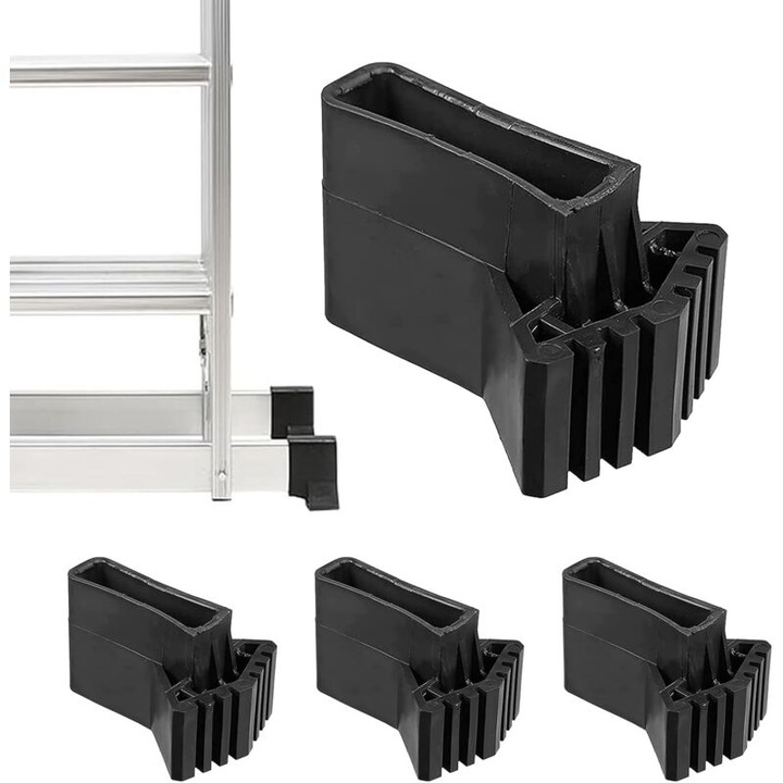 Capace de picior antiderapante din cauciuc - Set de 4 - Negru - Accesoriu universal pentru scari