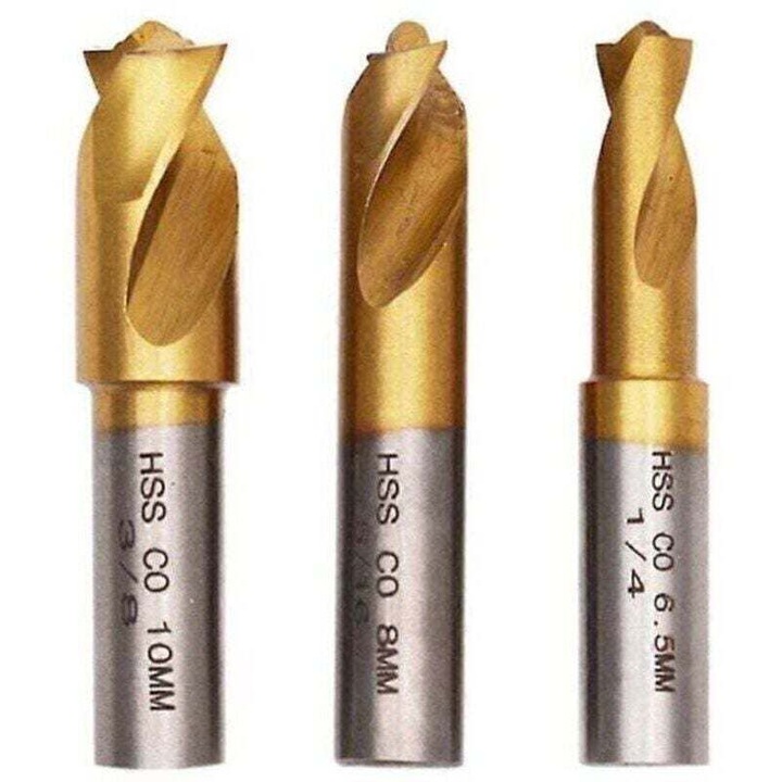 Set de burghie HSS-CO din cobalt, 3 bucati, 1/4 in (6.5 mm), 5/16 in (8 mm), 3/8 in (10 mm)