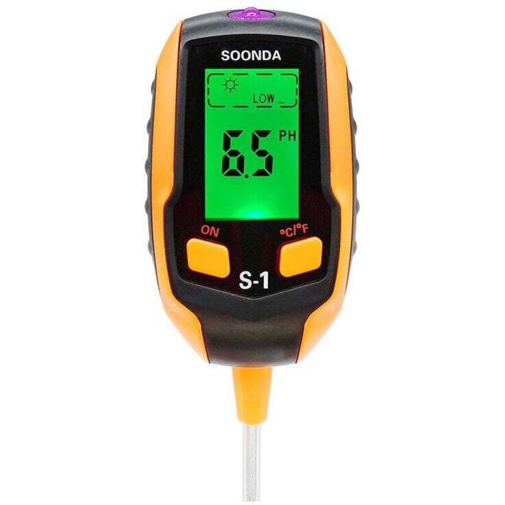 Tester de sol 4-in-1, masoara pH, umiditate, lumina si temperatura, 20.5cm