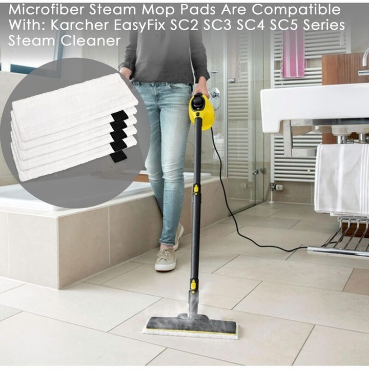 5 db mikroszálas felmosóhuzat gőzmophoz, EasyFix SC kompatibilis, fehér, 35.5x13.5cm