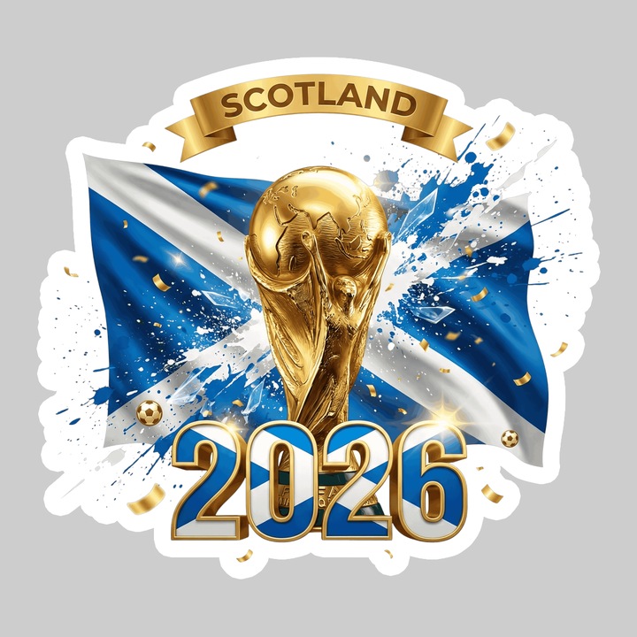 Sticker Scotland World Cup 2026 Fifa V2, Autoadeziv, Footbal, Cri-Flo, dimensiune 20 cm