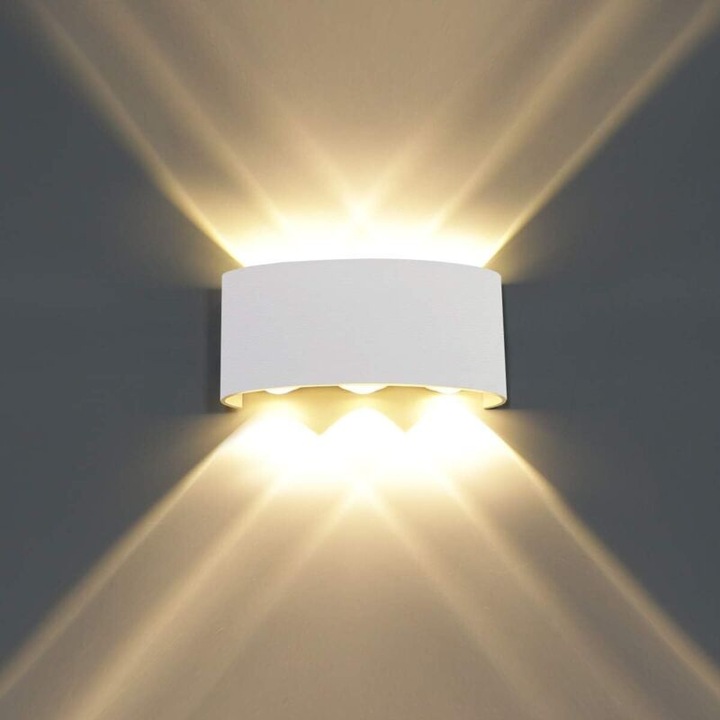 Aplica LED 6W, design modern, aluminiu, IP65, 8x17.2x4.2cm
