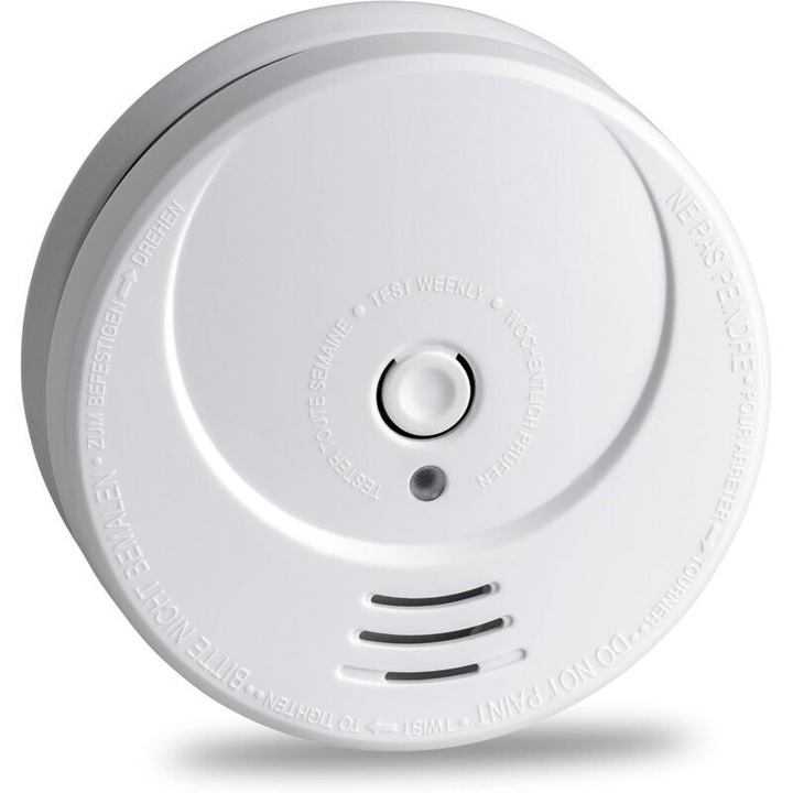 Detector de fum fotoelectric GS506G, baterie litiu 10 ani, auto-test, montare pe tavan sau perete