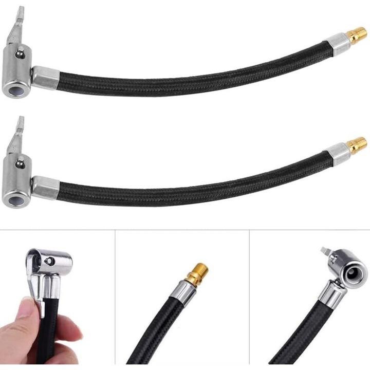 Set de 2 furtunuri de umflare 35cm, 300 PSI, pentru biciclete, motociclete si masini
