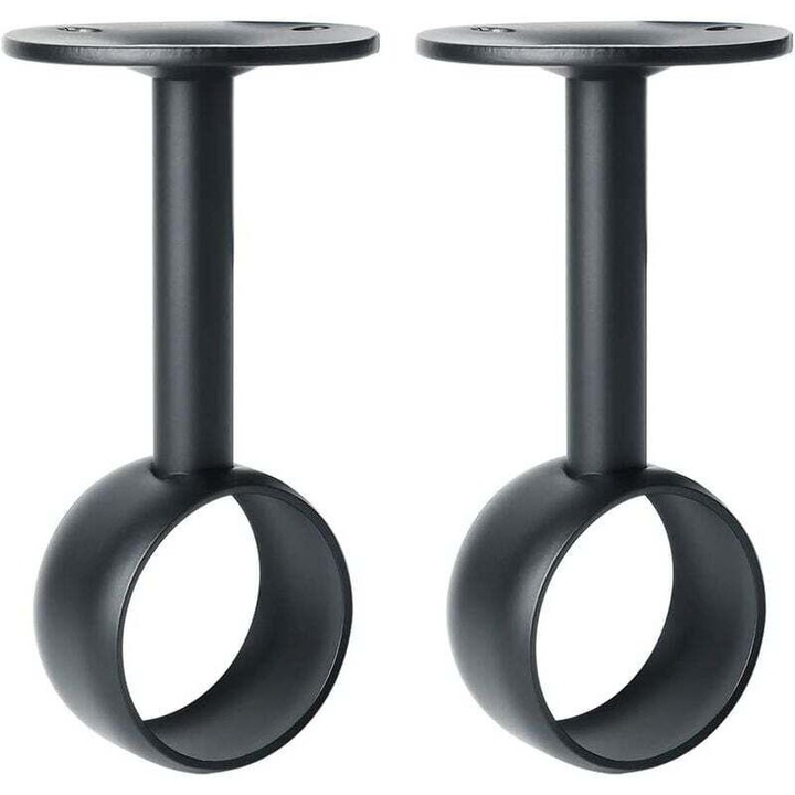 Suport pentru galerie perdele, inox mat negru, 32 mm, set 2 bucati, 92x46mm