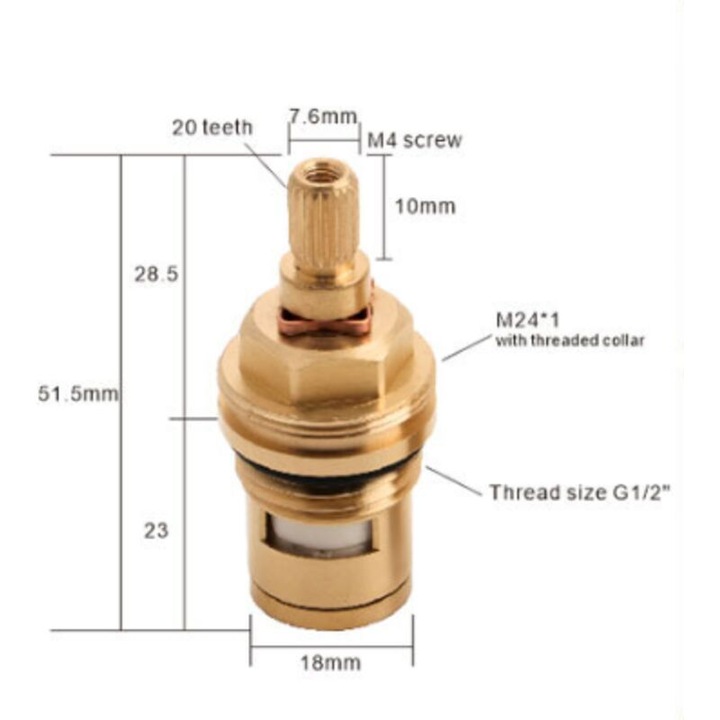 Set de 2 capete de robinet, ceramica, pentru apa calda si rece, 1 rosu si 1 albastru