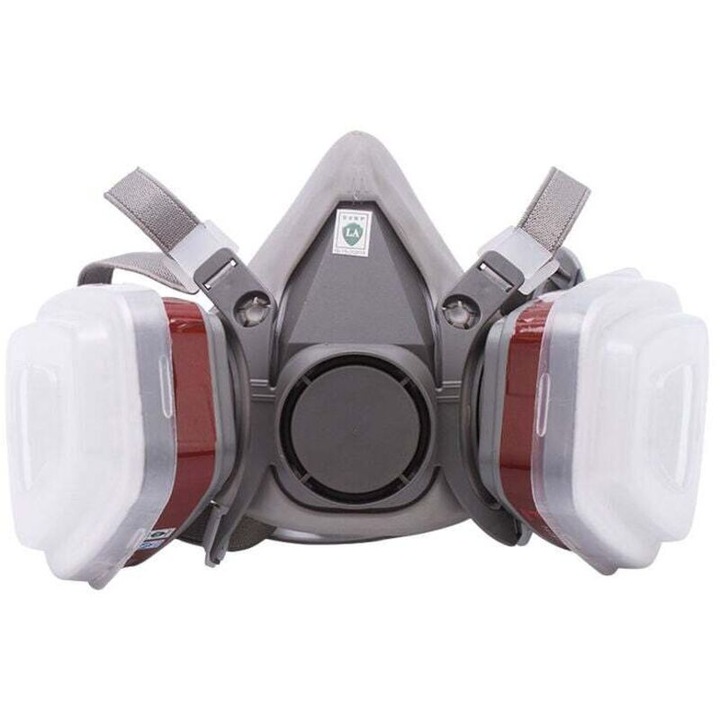 Masca de protectie cu jumatate de fata, 2 filtre de aer reutilizabile, ajustabila, pentru vopsire si lucrari, multicolor