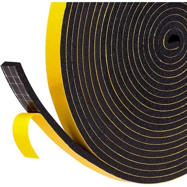 Banda de etansare din cauciuc spuma, 12mm x 3mm x 4m, rezistenta la umiditate, pentru usi si feronerie