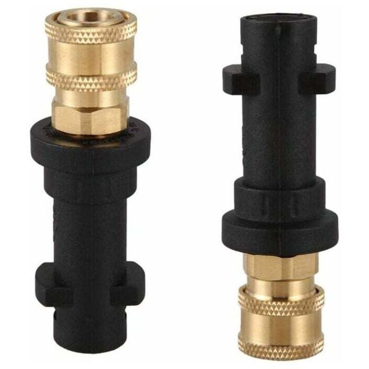 Adaptor pentru pistol de spalat cu presiune, set 2 buc, compatibil Karcher K2-K7, 1/4" conector rapid, material plastic si alama