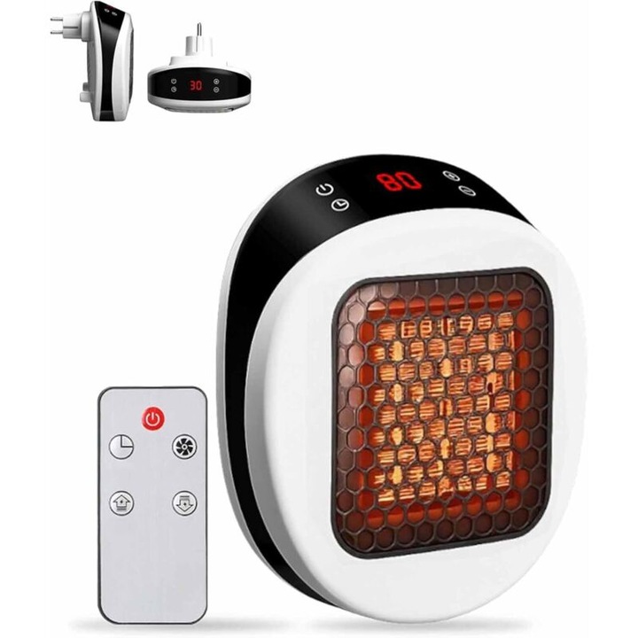 Hordozható hősugárzó, 600W, fehér, távirányítóval