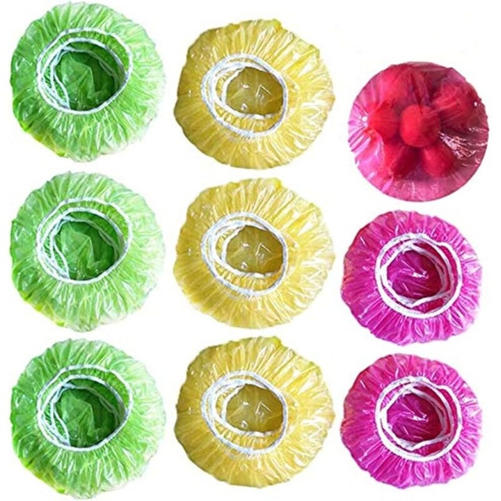 Set 60 capace elastice pentru vase, multicolor, 18x21x26cm