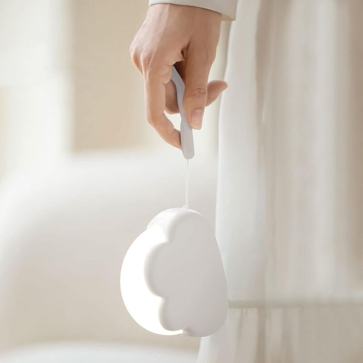 Нощна лампа за деца, лампа във формата на облак, димируема, преносима, розова и бяла