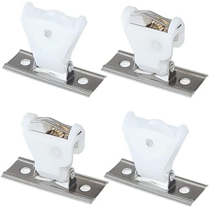 Set de 4 accesorii pentru jaluzele din plastic alb cu pulle rotative si suport din inox