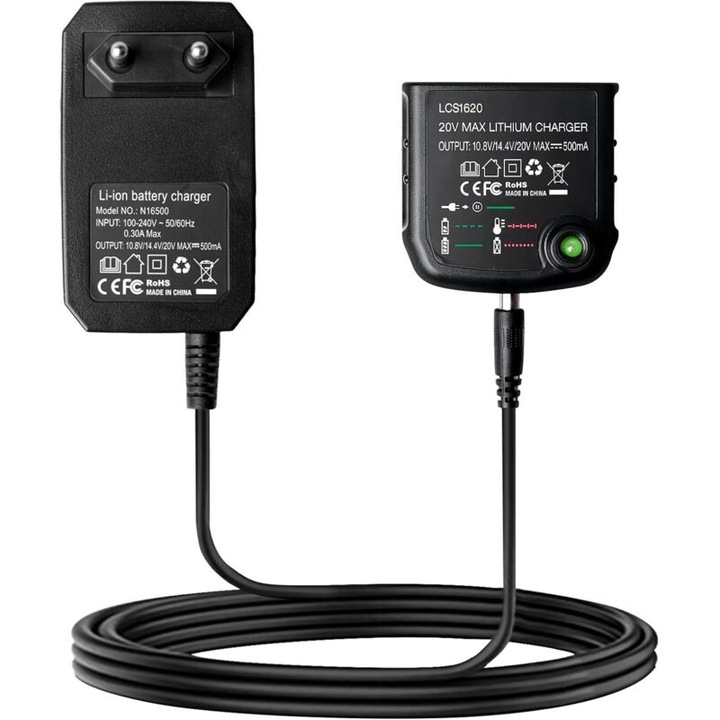 Incarcator lithium 18V/20V pentru acumulatori Black & Decker, protectie impotriva supraincarcarii, design compact