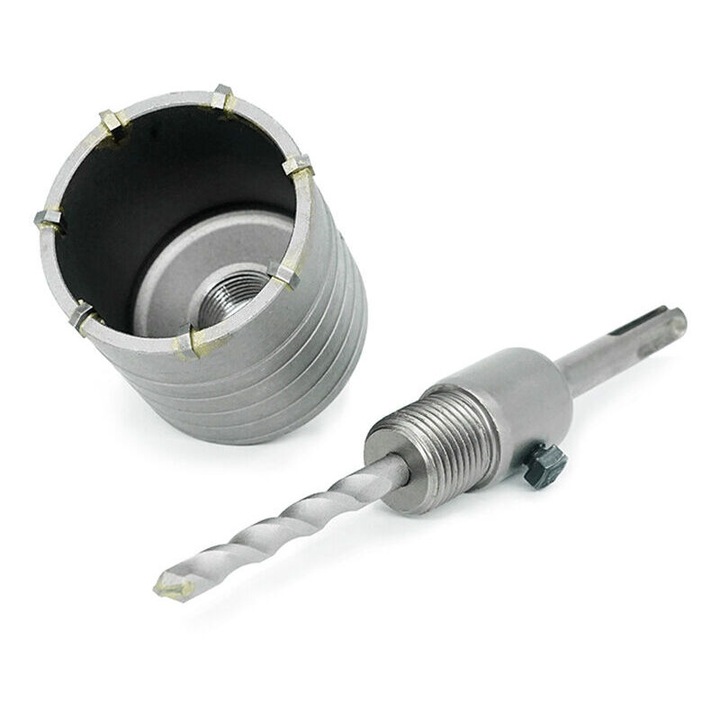 Set feronerie pentru gaurit 70mm, adaptor SDS Plus 110mm, burghiu pilot 8x110mm, pentru beton si caramida