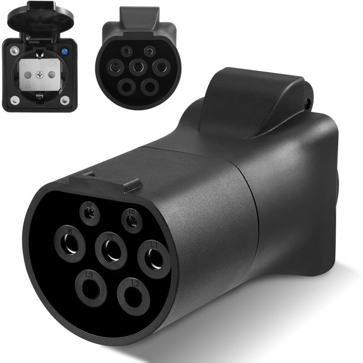 Adaptor de incarcare EV Tip 2 la Schuko, 3.5kW, 16A, 220V, dimensiuni 8.5x12.8cm, protectie IP44