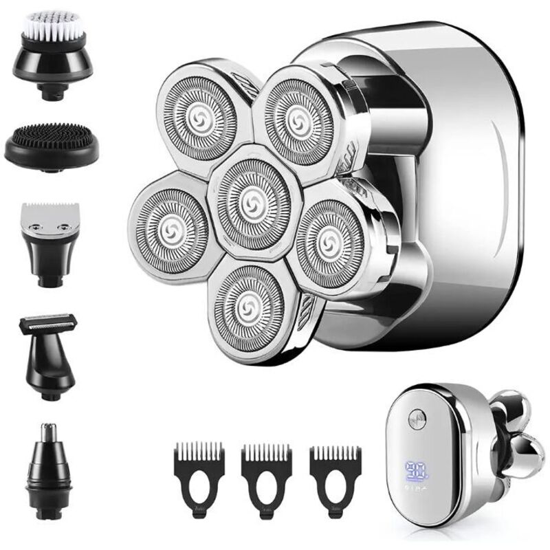 Aparat de ras electric pentru barbati, 6 in 1, cap de ras rotativ 6D ...