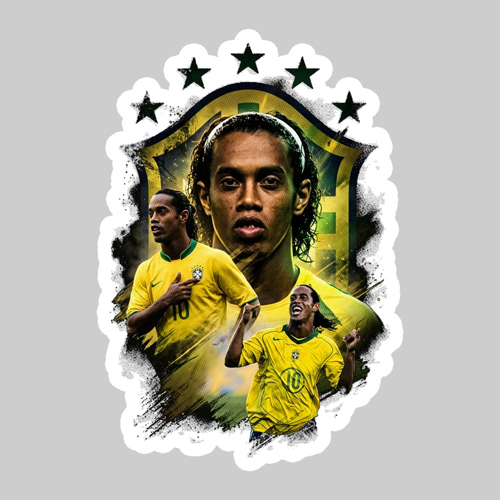 Sticker Ronaldinho Brazil World Cup Fifa 2026, Autoadeziv, Footbal, Cri-Flo, dimensiune 20 cm