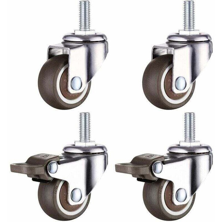 Roti pivotante cu tija filet M8, set de 4, 38mm, capacitate de incarcare 22kg, cauciuc moale