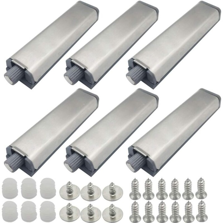 Sistem de deschidere prin apasare, 6 piese, metal, gri argintiu, 75x22mm