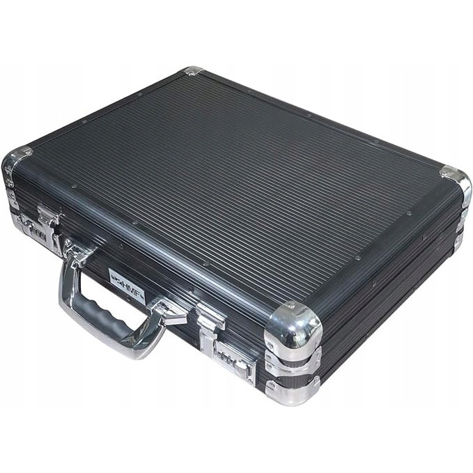 Geanta laptop HMF, neagra, 45x33x11cm, cu incuietoare cu cifru, structura din aluminiu