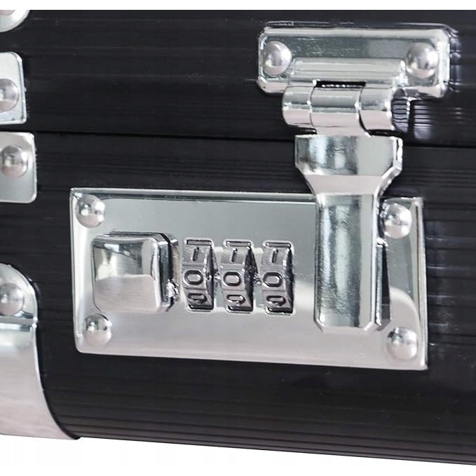 Geanta laptop HMF, neagra, 45x33x11cm, cu incuietoare cu cifru, structura din aluminiu
