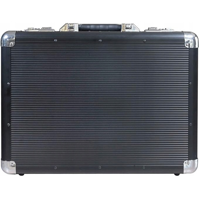 Geanta laptop HMF, neagra, 45x33x11cm, cu incuietoare cu cifru, structura din aluminiu