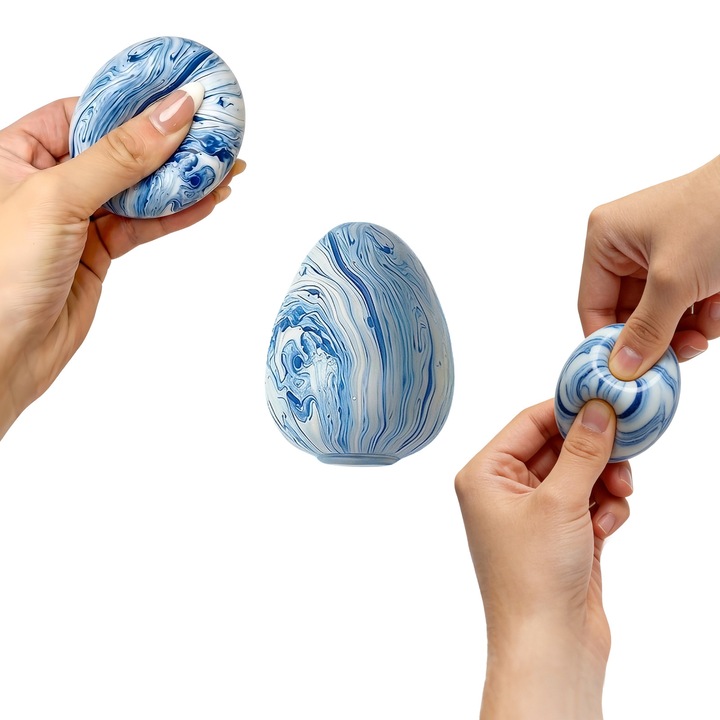 Jucarie interactiva pentru copii, jucarie antistres ou, albastru, 10x10cm