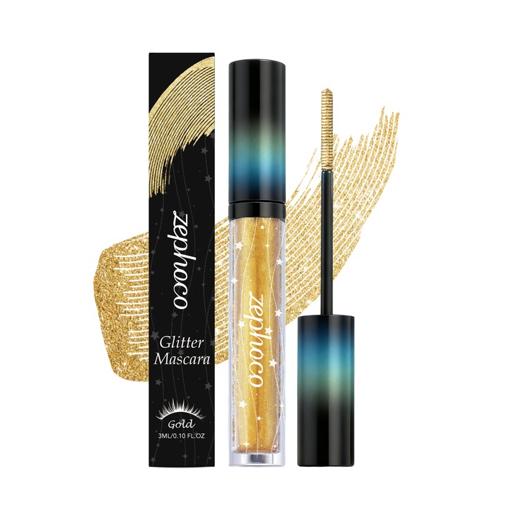Mascara Flash Zephoco, volumizant, de lunga durata, auriu