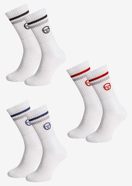 Set 3x Sosete Dama, Sergio Tacchini, 1003, 35/38, Mix Culori, Bumbac Respirabil, Stil Sport Tenis Cu Dungi Si Logo Brodat, Manseta Elastica Fara Presiune, Calcaie Si Varfuri Intarite, Confort Zilnic Premium