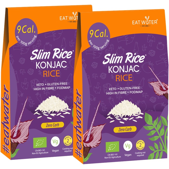 Paste sub forma de orez din faina de konjac BIO, low carb, fara gluten, Slim Rice, 270g x 2
