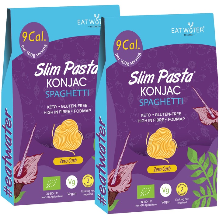 Spaghetti din faina de konjac BIO, low carb, fara gluten, Slim Pasta, 270g x 2