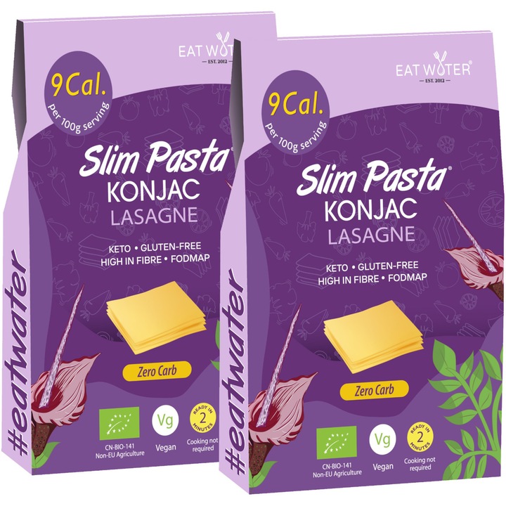 Lasagna din konjac BIO, low carb, fara gluten, Slim Pasta, 270g x 2