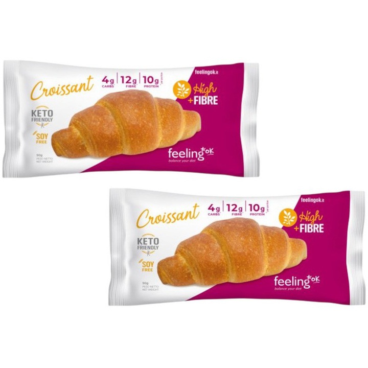 Croissant Low-Carb, keto, fara zahar, cu Fibre, FeelingOK, 50g x 2