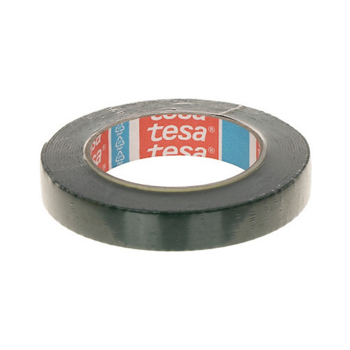 Banda dublu adeziva Tesa, 5m x 19mm, transparenta, 1.14mm grosime, utilizare exterioara