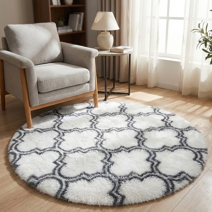 Covor rotund Shaggy DECOR, antiderapant, moale, 140x140cm, multicolor