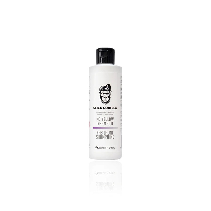 Sampon de par Slick Gorilla No Yellow, 200 ml, neutralizeaza nuantele galbene, vegan, pentru par decolorat